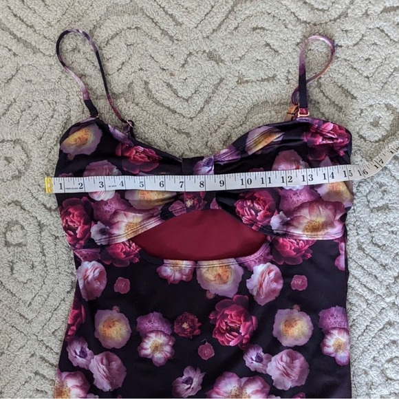 Aqua Rose one piece swimsuit roses floral print XL @M2 - Picture 5 of 7